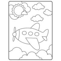 pages de livre de coloriage d'avion pour les enfants vecteur