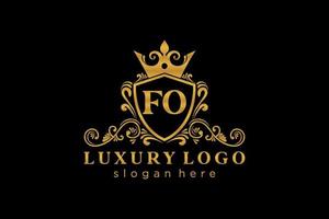 modèle initial de logo de luxe royal de lettre fo dans l'art vectoriel pour le restaurant, la royauté, la boutique, le café, l'hôtel, l'héraldique, les bijoux, la mode et d'autres illustrations vectorielles.