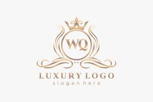 modèle de logo de luxe royal lettre initiale wq en art vectoriel pour restaurant, royauté, boutique, café, hôtel, héraldique, bijoux, mode et autres illustrations vectorielles.