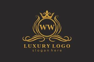 modèle de logo de luxe royal lettre initiale ww en art vectoriel pour restaurant, royauté, boutique, café, hôtel, héraldique, bijoux, mode et autres illustrations vectorielles.