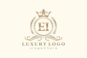modèle initial de logo de luxe royal de lettre ei dans l'art vectoriel pour le restaurant, la royauté, la boutique, le café, l'hôtel, l'héraldique, les bijoux, la mode et d'autres illustrations vectorielles.