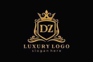 modèle initial de logo de luxe royal de lettre dz dans l'art vectoriel pour le restaurant, la royauté, la boutique, le café, l'hôtel, l'héraldique, les bijoux, la mode et d'autres illustrations vectorielles.