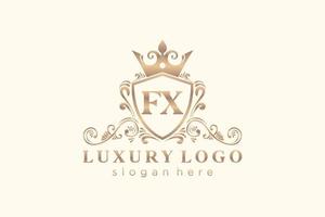 modèle de logo de luxe royal de lettre fx initiale dans l'art vectoriel pour le restaurant, la royauté, la boutique, le café, l'hôtel, l'héraldique, les bijoux, la mode et d'autres illustrations vectorielles.