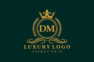 modèle initial de logo de luxe royal de lettre dm dans l'art vectoriel pour le restaurant, la royauté, la boutique, le café, l'hôtel, l'héraldique, les bijoux, la mode et d'autres illustrations vectorielles.