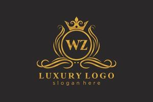 modèle de logo de luxe royal de lettre wz initiale dans l'art vectoriel pour le restaurant, la royauté, la boutique, le café, l'hôtel, l'héraldique, les bijoux, la mode et d'autres illustrations vectorielles.