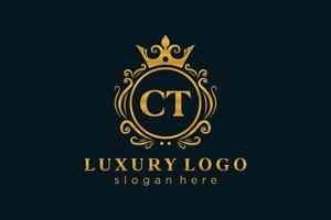 modèle de logo de luxe royal lettre initiale ct dans l'art vectoriel pour le restaurant, la royauté, la boutique, le café, l'hôtel, l'héraldique, les bijoux, la mode et d'autres illustrations vectorielles.