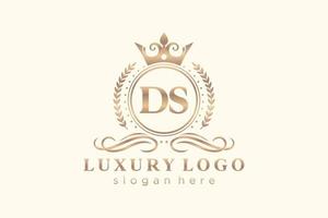 modèle initial de logo de luxe royal lettre ds en art vectoriel pour restaurant, royauté, boutique, café, hôtel, héraldique, bijoux, mode et autres illustrations vectorielles.