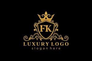 modèle initial de logo de luxe royal de lettre fk dans l'art vectoriel pour le restaurant, la royauté, la boutique, le café, l'hôtel, l'héraldique, les bijoux, la mode et d'autres illustrations vectorielles.