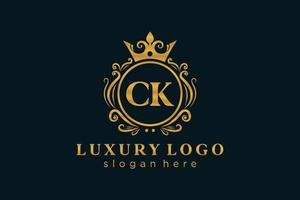 modèle initial de logo de luxe royal de lettre ck dans l'art vectoriel pour le restaurant, la royauté, la boutique, le café, l'hôtel, l'héraldique, les bijoux, la mode et d'autres illustrations vectorielles.