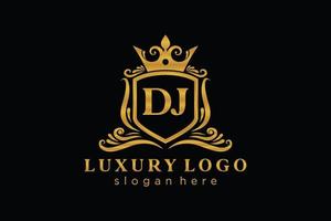 modèle de logo de luxe royal lettre initiale dj en art vectoriel pour restaurant, royauté, boutique, café, hôtel, héraldique, bijoux, mode et autres illustrations vectorielles.