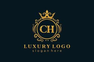 modèle de logo de luxe royal de lettre ch initiale dans l'art vectoriel pour le restaurant, la royauté, la boutique, le café, l'hôtel, l'héraldique, les bijoux, la mode et d'autres illustrations vectorielles.