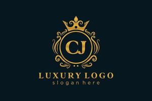 modèle de logo de luxe royal lettre initiale cj en art vectoriel pour restaurant, royauté, boutique, café, hôtel, héraldique, bijoux, mode et autres illustrations vectorielles.