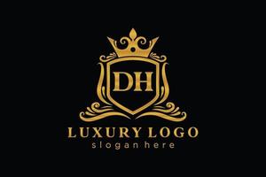 modèle initial de logo de luxe royal de lettre dh dans l'art vectoriel pour le restaurant, la royauté, la boutique, le café, l'hôtel, l'héraldique, les bijoux, la mode et d'autres illustrations vectorielles.