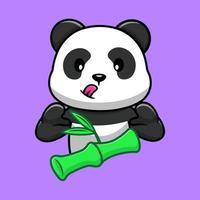 panda mignon avec illustration d'icônes vectorielles de dessin animé en bambou. concept de dessin animé plat. adapté à tout projet créatif. vecteur
