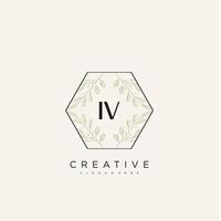 iv lettre initiale fleur logo modèle vecteur art vectoriel premium