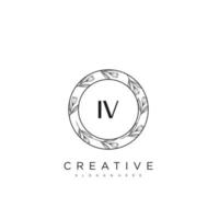 iv lettre initiale fleur logo modèle vecteur art vectoriel premium