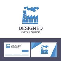 carte de visite créative et modèle de logo usine pollution production fumée illustration vectorielle vecteur