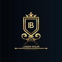 lettre ib initiale avec modèle royal.élégant avec vecteur de logo de couronne, illustration vectorielle de logo de lettrage créatif.