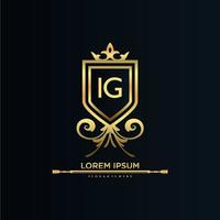 lettre ig initiale avec modèle royal.élégant avec vecteur de logo de couronne, illustration vectorielle de logo de lettrage créatif.