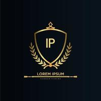 lettre ip initiale avec modèle royal.élégant avec vecteur de logo de couronne, illustration vectorielle de logo de lettrage créatif.