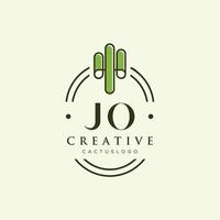 jo lettre initiale cactus vert logo vecteur