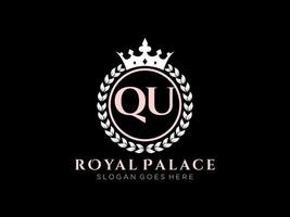 lettre q logo victorien de luxe royal antique avec cadre ornemental. vecteur