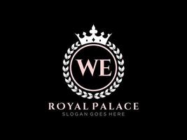 lettre nous logo victorien de luxe royal antique avec cadre ornemental. vecteur