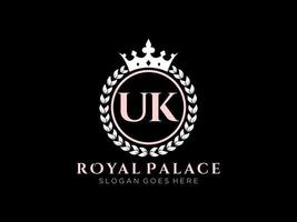 lettre uk logo victorien de luxe royal antique avec cadre ornemental. vecteur