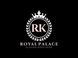 lettre rk logo victorien de luxe royal antique avec cadre ornemental. vecteur