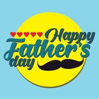 typographie de carte de fête des pères heureux et illustration vectorielle de moustache vecteur