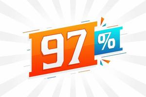 97 promotion de bannière marketing à prix réduit. Conception promotionnelle de 97 % des ventes. vecteur