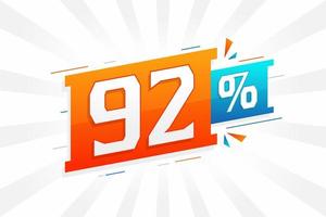 92 promotion de bannière marketing à prix réduit. Conception promotionnelle de 92 % des ventes. vecteur