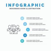 icône de ligne de gang de zone d'amis de sécurité du personnel avec fond d'infographie de présentation en 5 étapes vecteur