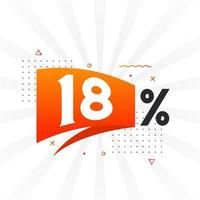 18 promotions de bannières marketing à prix réduits. Conception promotionnelle de 18 % des ventes. vecteur