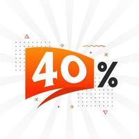 40 promotions de bannières marketing à prix réduits. Conception promotionnelle de 40% des ventes. vecteur