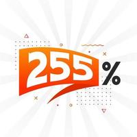 255 promotions de bannières marketing à prix réduits. Conception promotionnelle de 255 % des ventes. vecteur