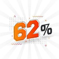 62 promotions de bannières marketing à prix réduits. Conception promotionnelle de 62 % des ventes. vecteur