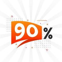 90 promotion de bannière marketing à prix réduit. Conception promotionnelle à 90% des ventes. vecteur