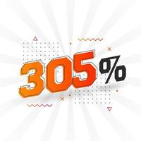 305 promotion de bannière marketing à prix réduit. Conception promotionnelle de 305 % des ventes. vecteur