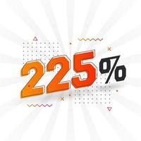 225 promotions de bannières marketing à prix réduits. Conception promotionnelle de 225 % des ventes. vecteur