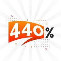 440 promotion de bannière marketing à prix réduit. Conception promotionnelle de 440 % des ventes. vecteur