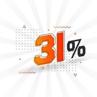 31 promotions de bannières marketing à prix réduits. Conception promotionnelle de 31 % des ventes. vecteur