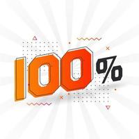 Promotion de 100 bannières marketing à prix réduit. Conception promotionnelle à 100% des ventes. vecteur