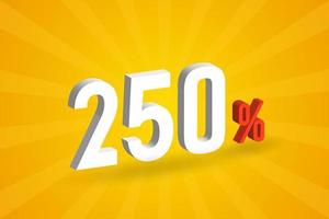 250 texte 3d de réduction pour les ventes et la promotion. vecteur