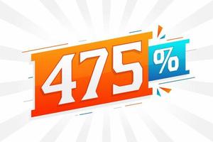 475 promotion de bannière marketing à prix réduit. Conception promotionnelle de 475 % des ventes. vecteur