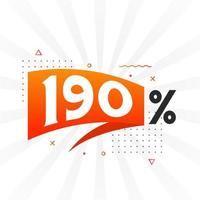 Promotion de 190 bannières marketing à prix réduit. Conception promotionnelle à 190% des ventes. vecteur