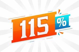 115 promotions de bannières marketing à prix réduits. Conception promotionnelle de 115 % des ventes. vecteur