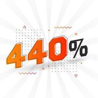 440 promotion de bannière marketing à prix réduit. Conception promotionnelle de 440 % des ventes. vecteur