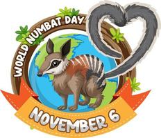 logo de la bannière de la journée mondiale du numbat vecteur