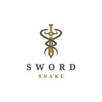 logo de serpent circulaire sur le modèle de conception d'épée vecteur